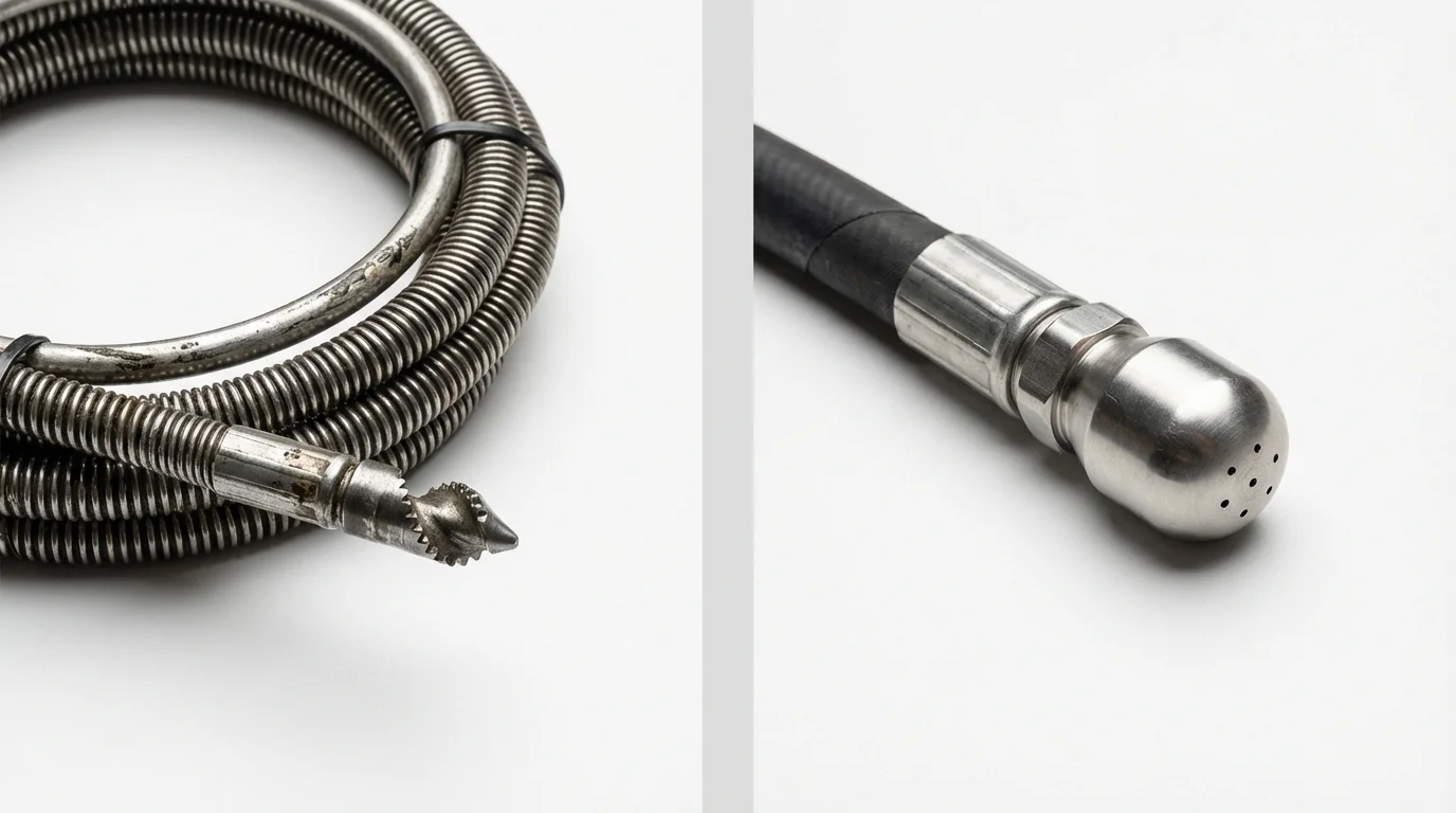 Drain snake cable and hydro jetting nozzle used for drain cleaning in Ferron, UT