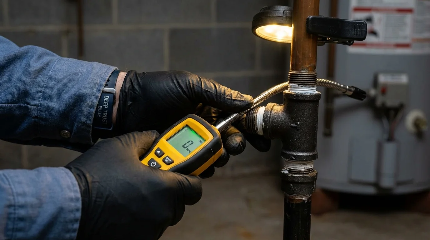Gas leak detection with electronic sniffer by Johns Plumbing LLC in Ferron